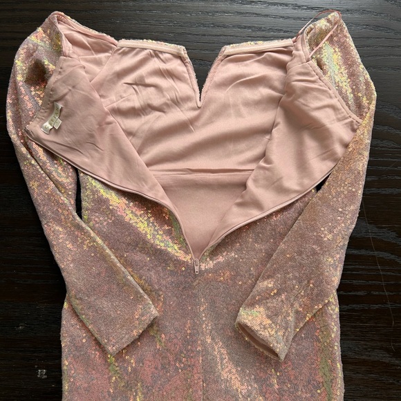 Glamorous Off-Shoulder Sequins Mini Pink Dress - Picture 15 of 15